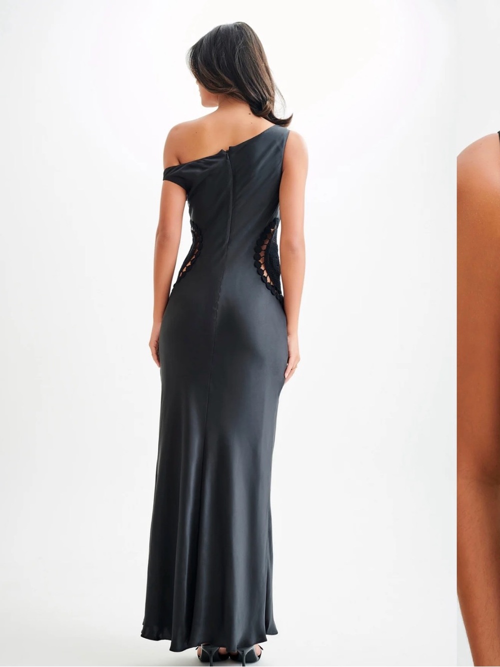 Meshki Black One-Shoulder Cutout Maxi Dress with Ring Detail - Picture 2 of 10